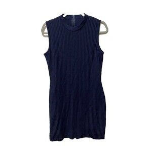 St. John Marie Gray Ribbed Knit Dress Navy Blue Knit Dress Size 6